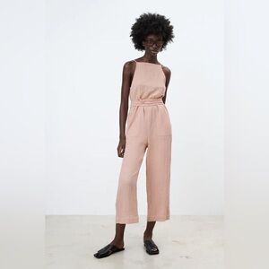 Zara | Peach Gauze Jumpsuit | M